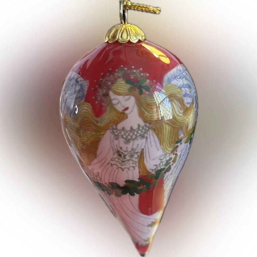 Pier 1 Imports 2011 Li Bien Angel Tear Drop Glass Ornament Christmas Angel